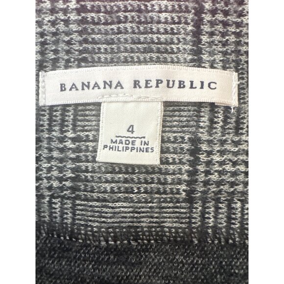 Banana Republic Size 4 Plaid Wool Blend Skirt Gray Black White - Picture 4 of 12
